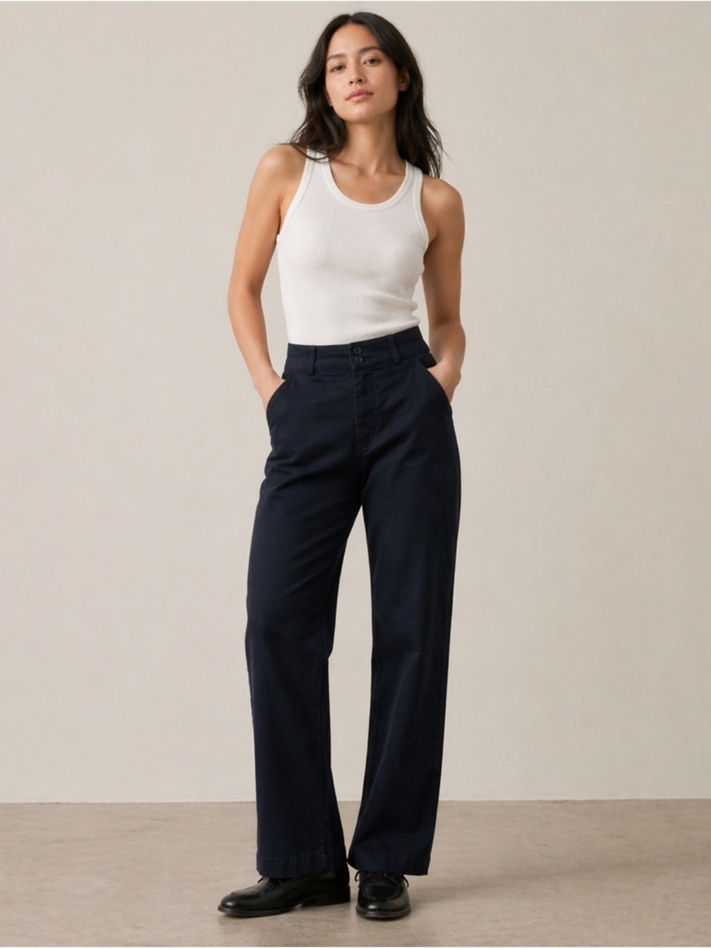 Everlane black High Rise Straight/Wide Leg Pants Size 6 Organic Cotton